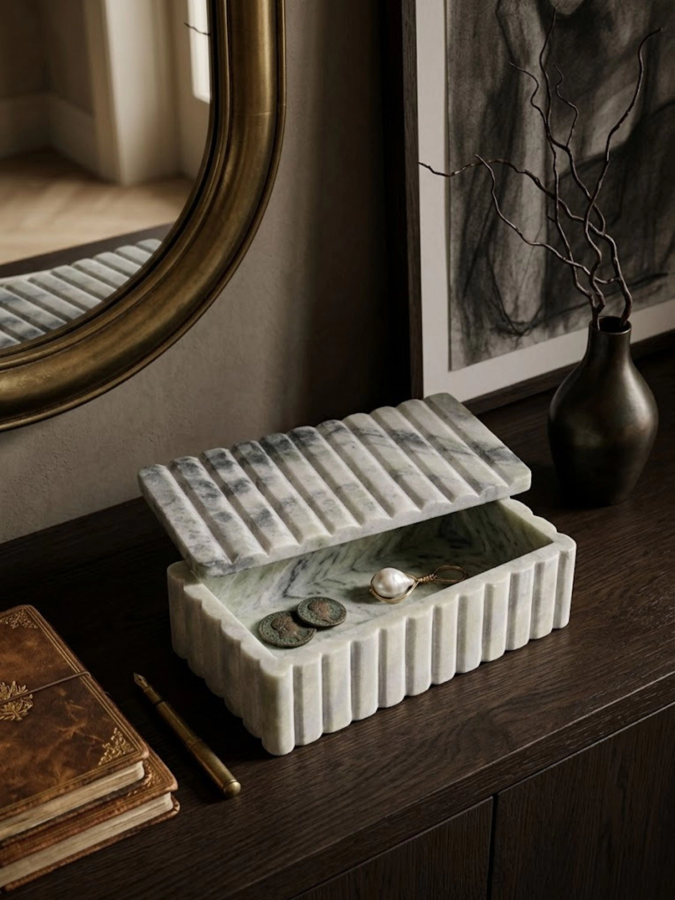 GAURI KOHLI Cuba Green Onyx Decorative Box