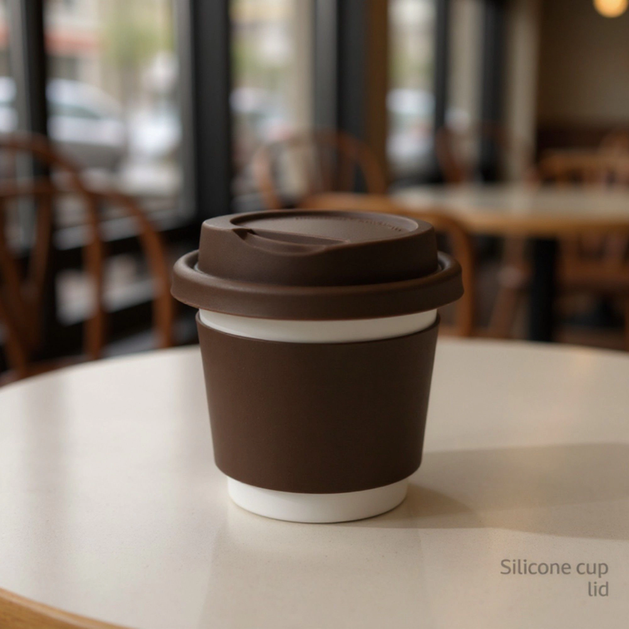 Alilang Unisex 4pcs per Set Reusable Silicone Coffee Cup Lid Spill Resistant Hot Drink Cover with Sip Opening 3.5x0.7in