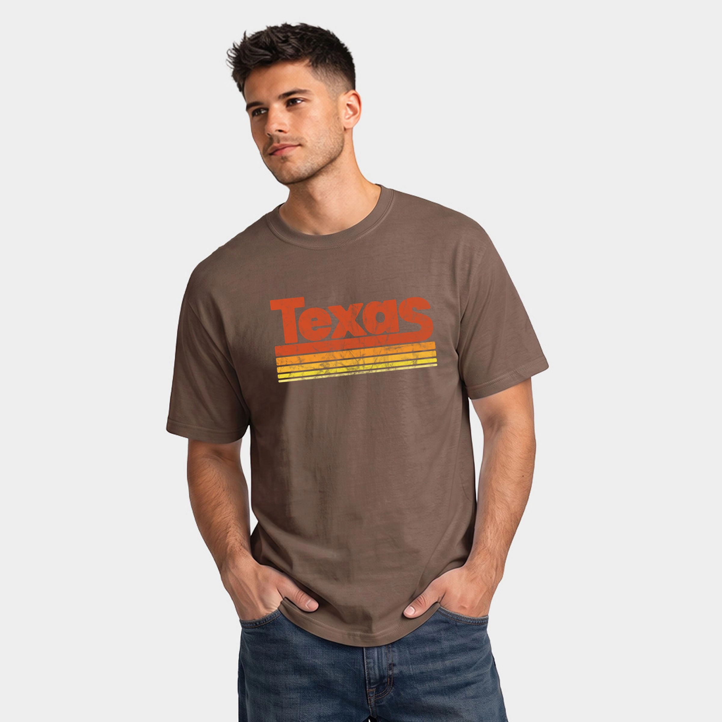 Simply Sage Market - Men's Garment Dyed Graphic T-Shirt Texas Retro Stripes