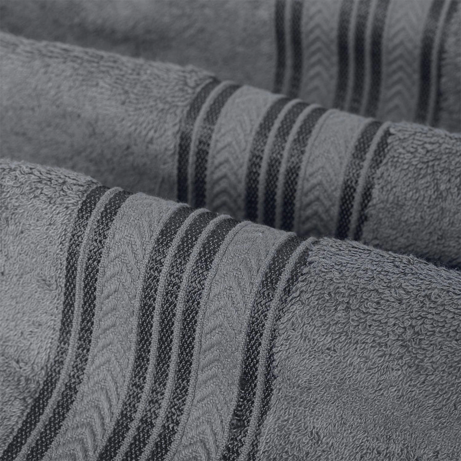 Plazatex 100% Premium Cotton Textured Border Ultra Soft Absorbent 12 Piece Bathroom Towel Set