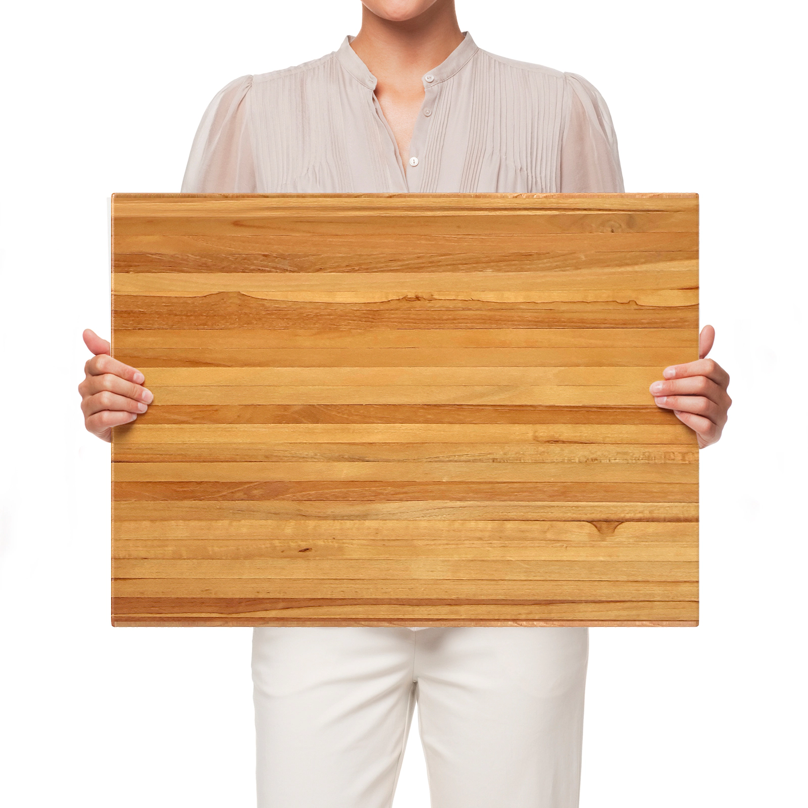 LJG Teak Wood Cutting Board Extra Large 24 Inch Reversible Cutting Board with Handle