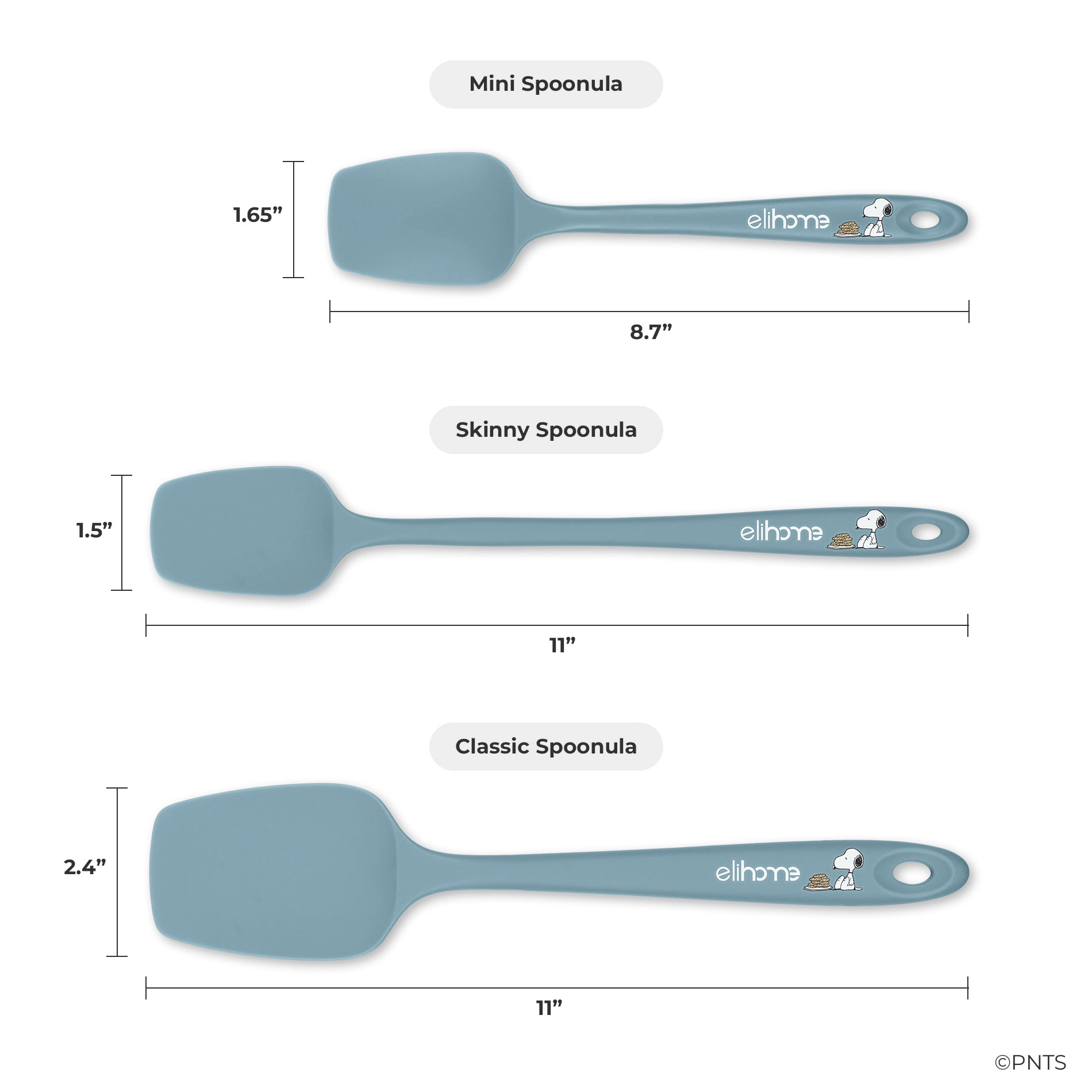 Elihome x Peanuts 8-Piece Silicone Spatula Set