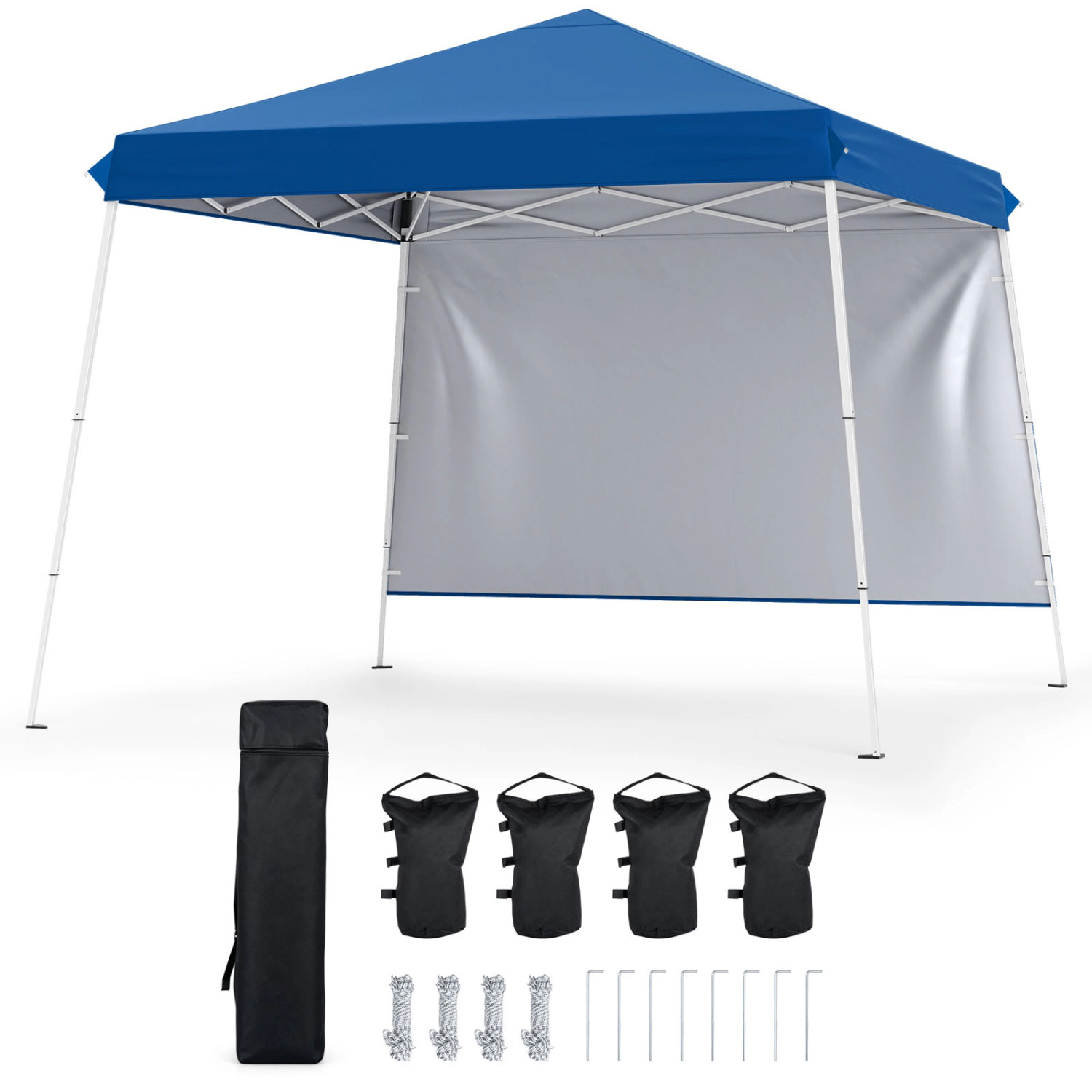 LJG 9 ft x Pop up Canopy Tent with 8 Ground Stakes 4 Wind Ropes and Carry Bag for Outdoor Party