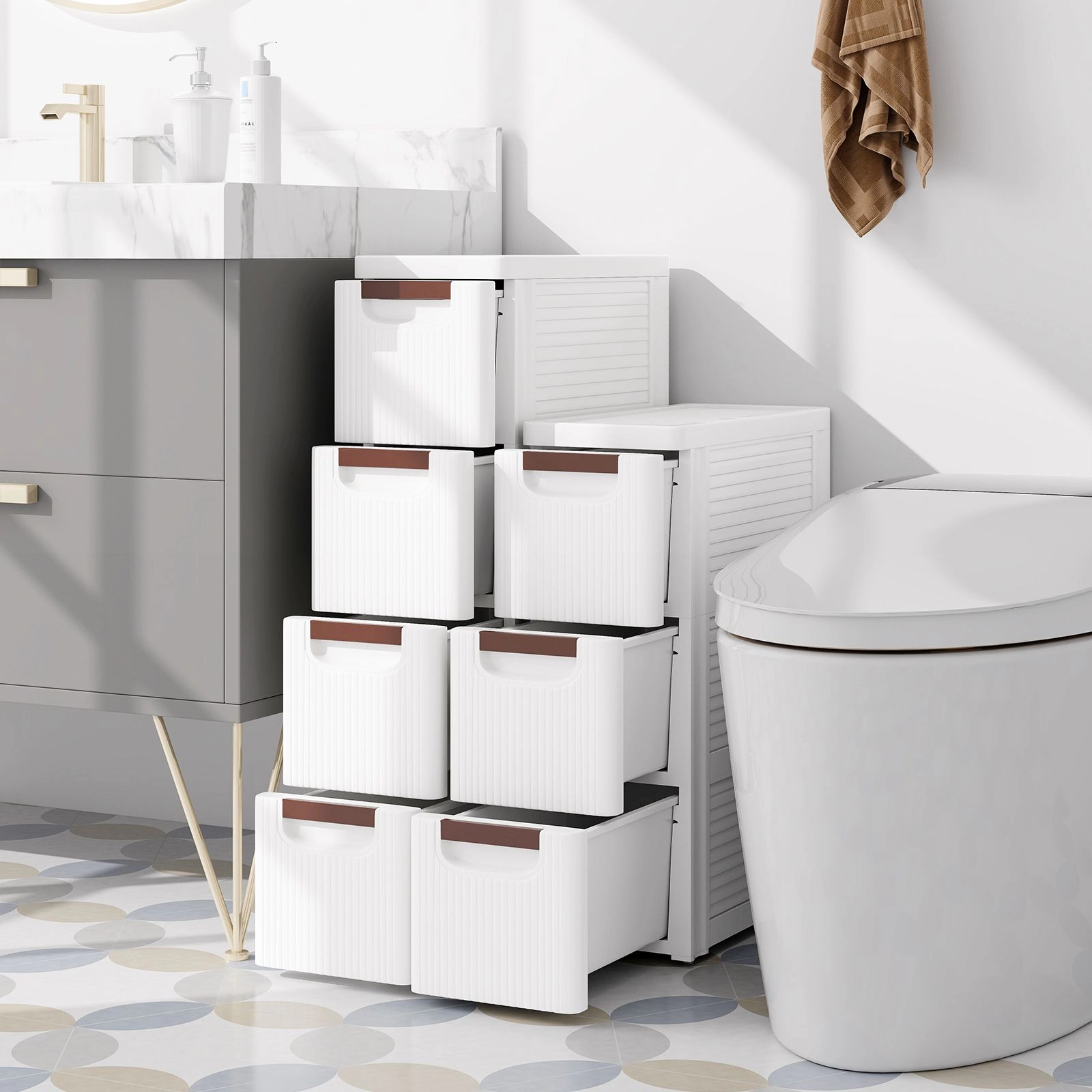 SlickBlue Narrow Rolling Plastic Storage Cabinet