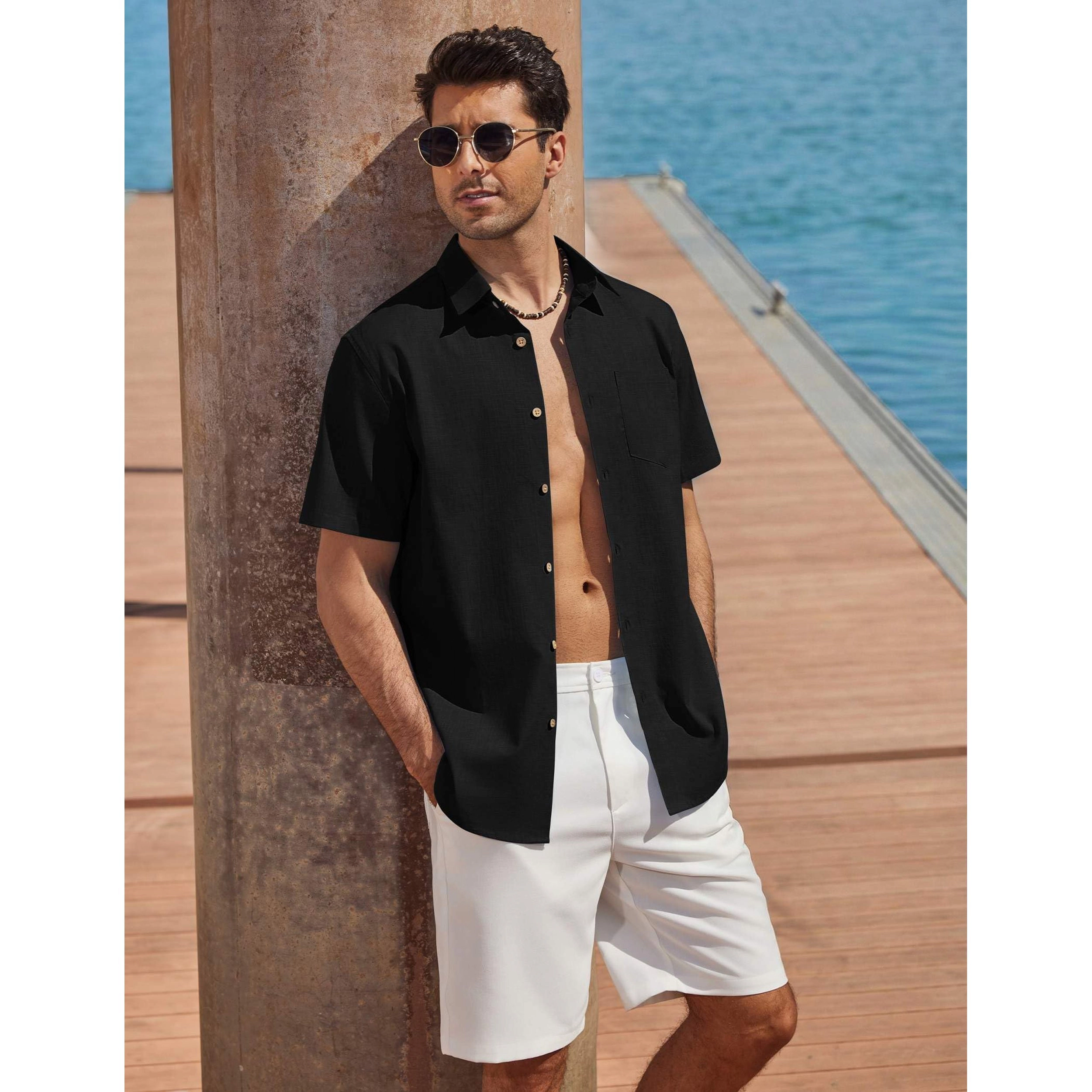 COOFANDY Men's Regular Fit Short Sleeve Camp Shirt