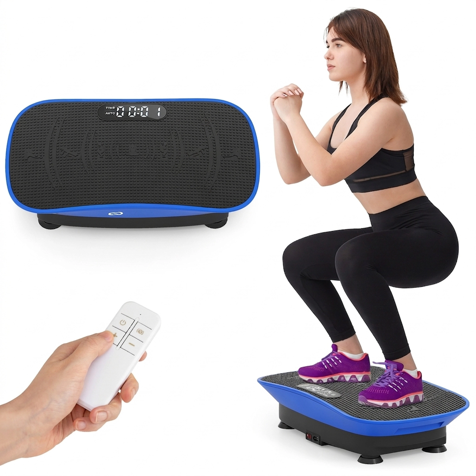 SUGIFT Navy Vibration Plate Exercise Machine with Auto Mode and Remote 20-in W 11-in D 5-in H 330-lb User Capacity