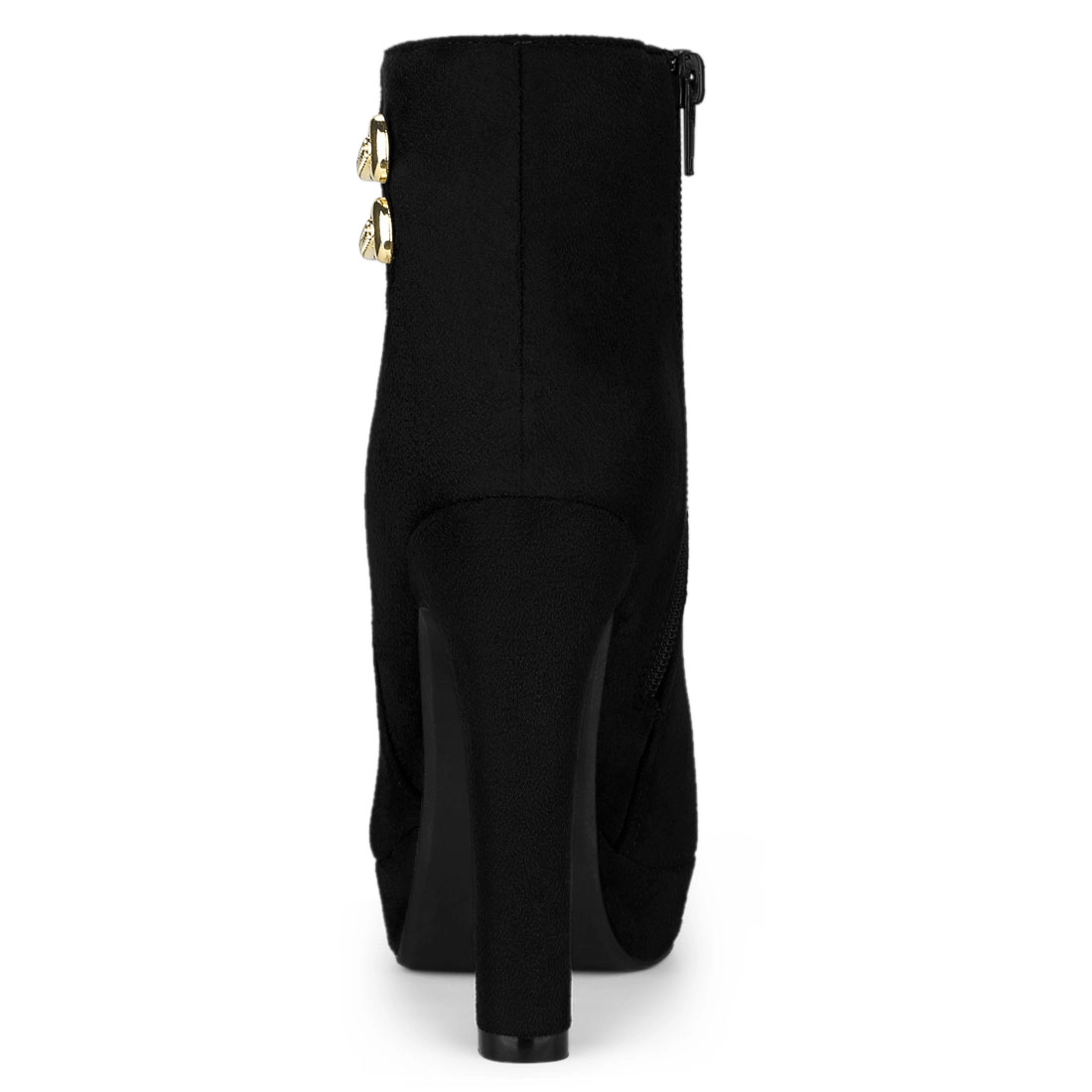 BLISSFUL STEP Women Round Toe Chunky High Heel Platform Side Zipper Ankle Boots