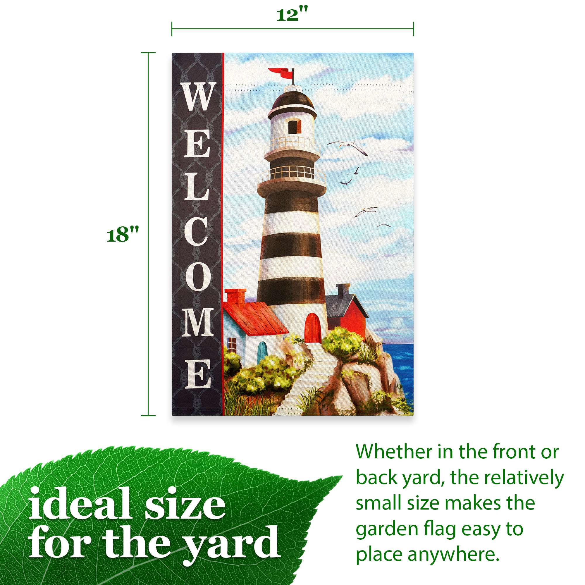 G128 Double-Sided Lighthouse Welcome Garden Flag 12 x 18 inches