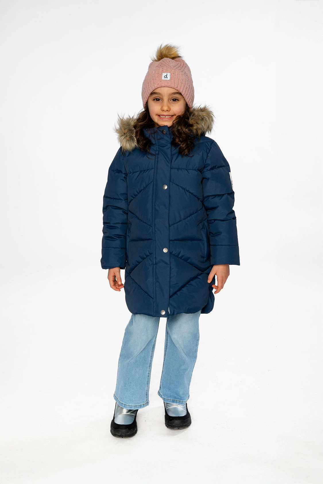 Deux par Girls Diamond Quilted Long Winter Puffer Coat