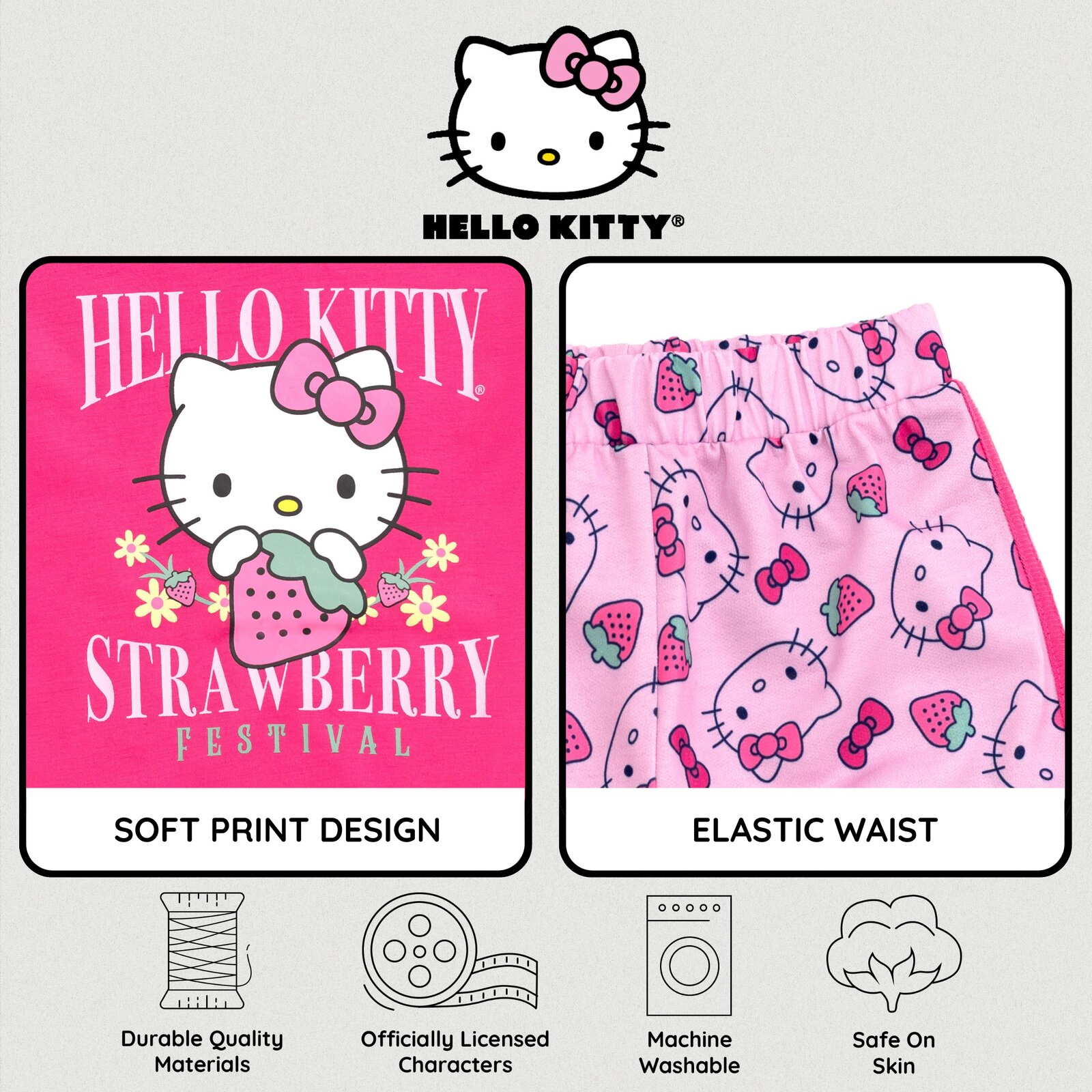 Hello Kitty Girls' T-Shirt and French Terry Shorts Set
