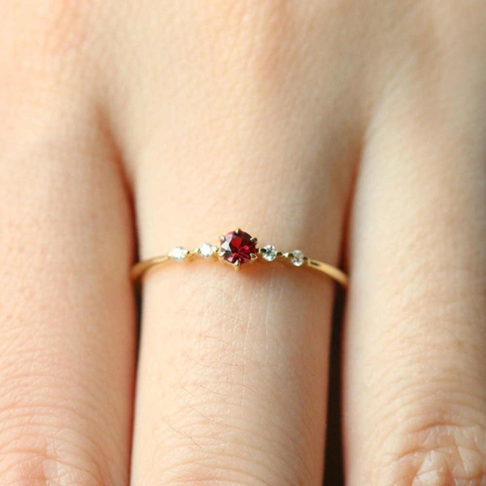 18K Gold Plated Square Simulated Ruby Engagement Ring