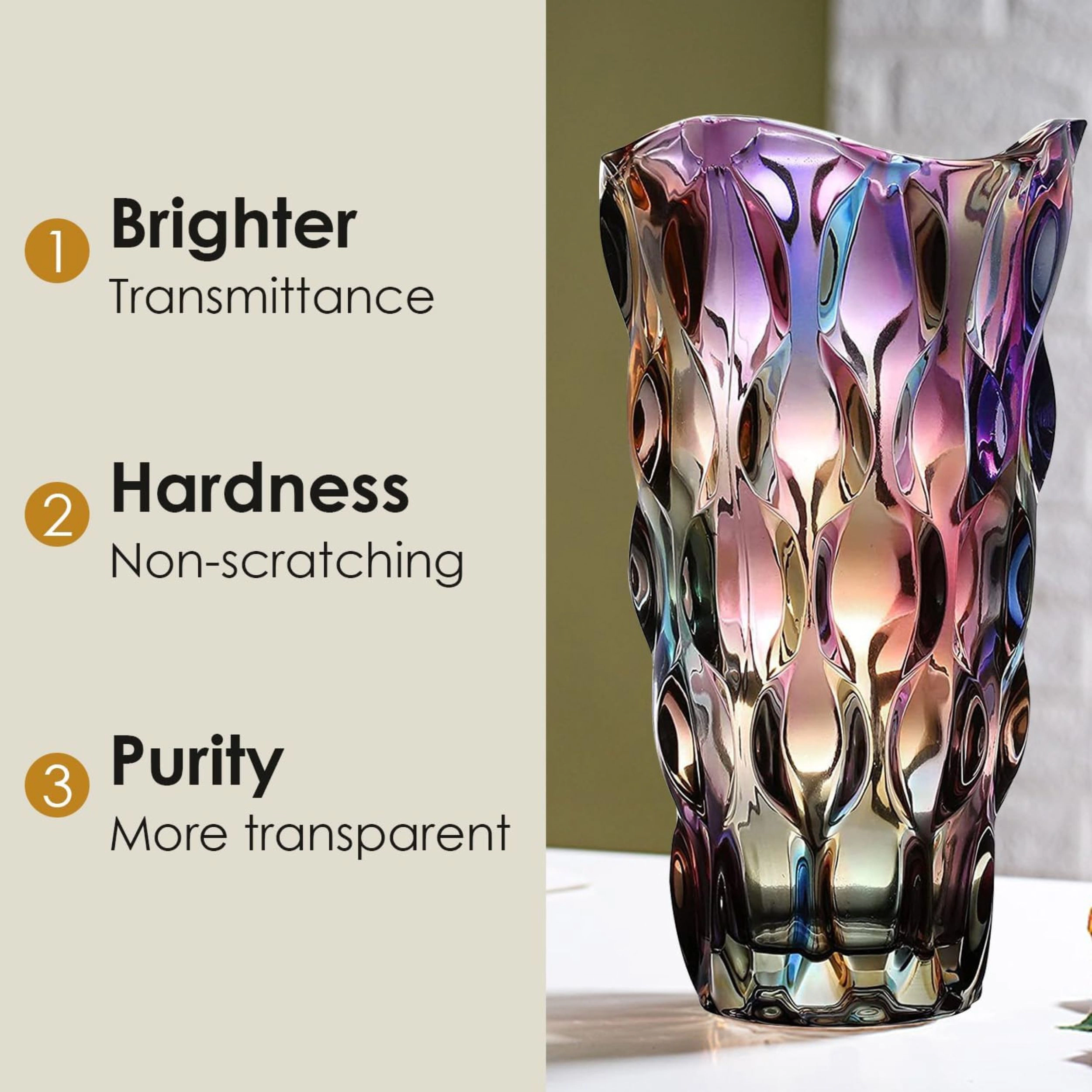Stock Preferred Large Thickened Crystal Glass Flower Vase for Table Centerpieces
