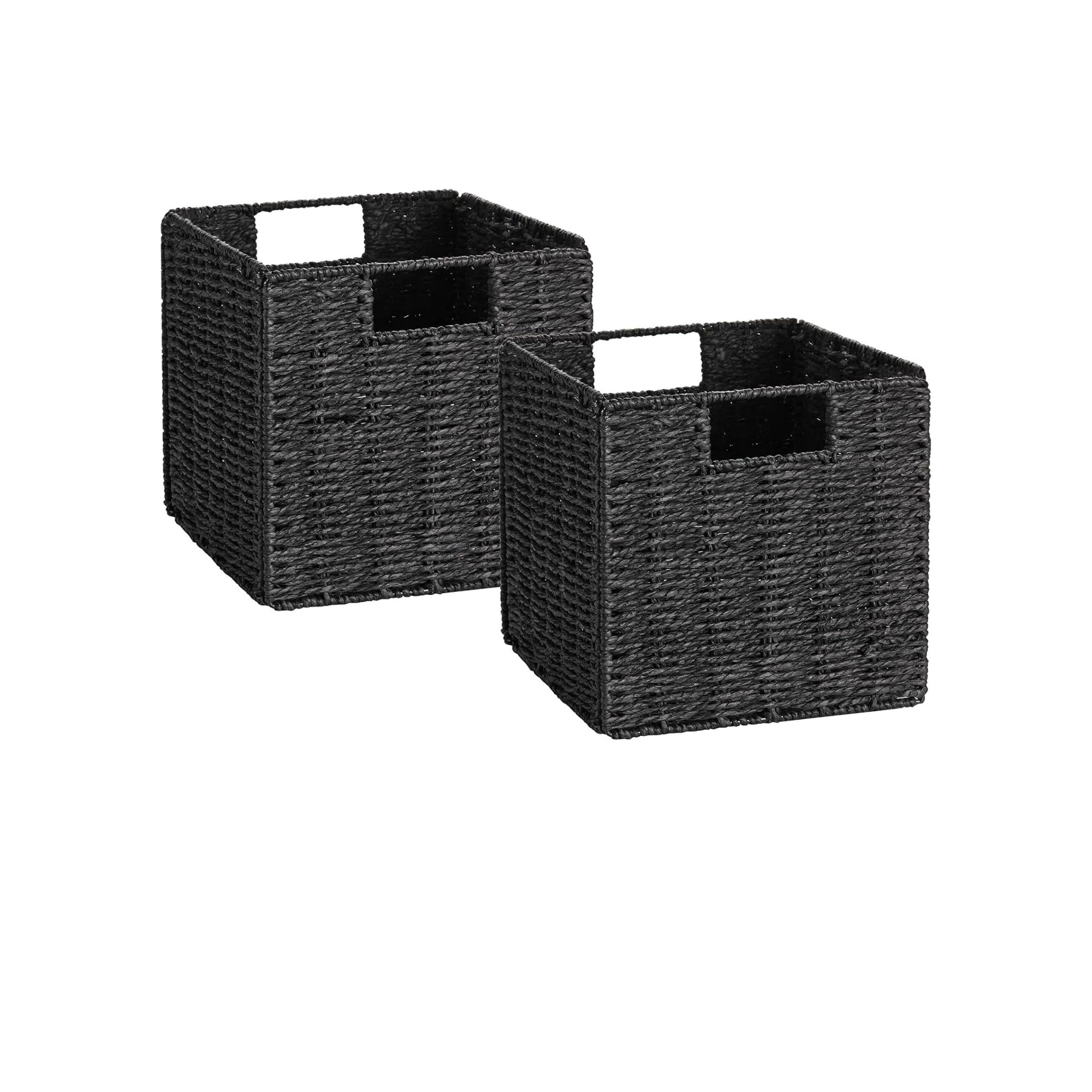 Stock Preferred Pack of 2 Hand Woven Wicker Storage Baskets with Handles