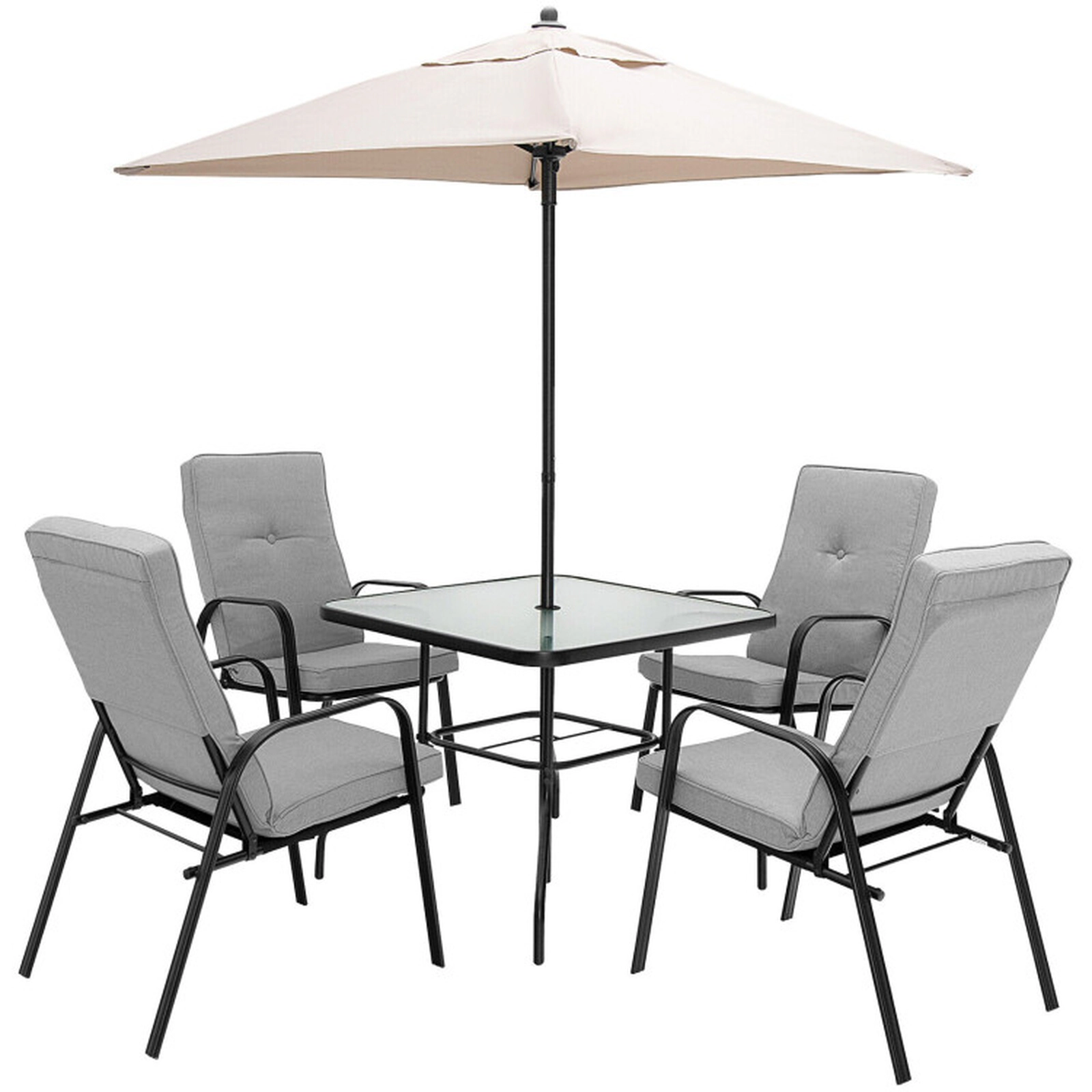 SUGIFT Sun-Resistant Square Patio Market Table Umbrella Shelter with 4 Sturdy Ribs 7.2-ft Tall Beige
