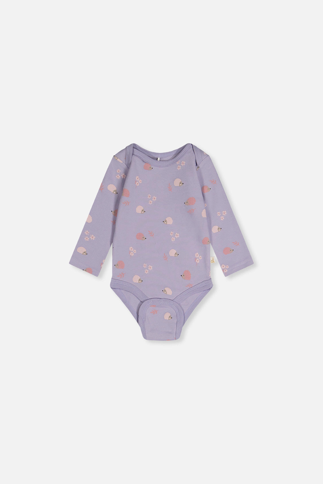 Deux par Girls Organic Cotton Long Sleeve Onesie with Hedgehog Print