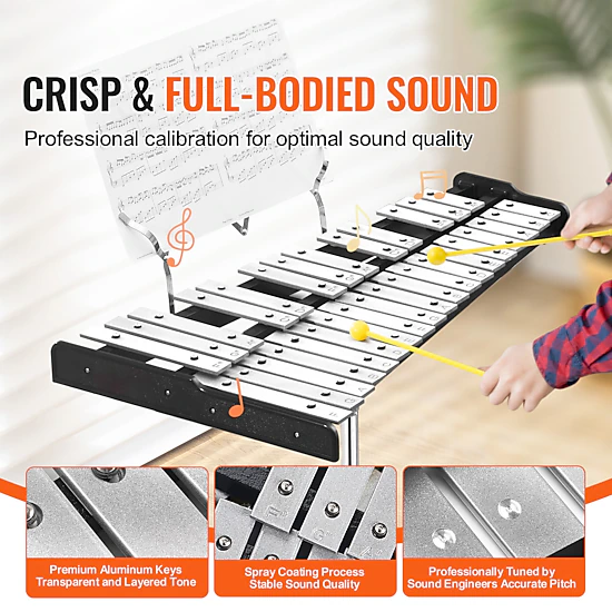 HONGGE Glockenspiel Xylophone Bell Kit, Professional Percussion Instrument Set with Mallets