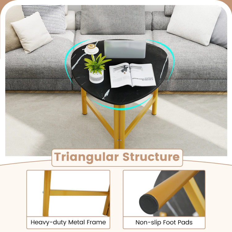 Hivvago 2 Piece Triangle Coffee Tables with Sleek Oval Tops and Minimalist Metal Supports