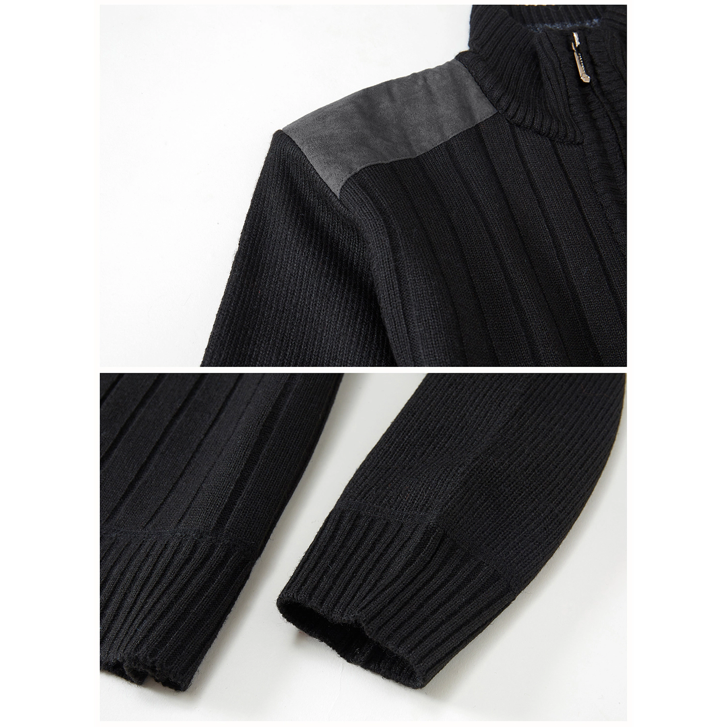Gioberti Men's Quarter Zip Pullover Knitted Regular Fit Sweater With Soft Brushed Flannel Lining