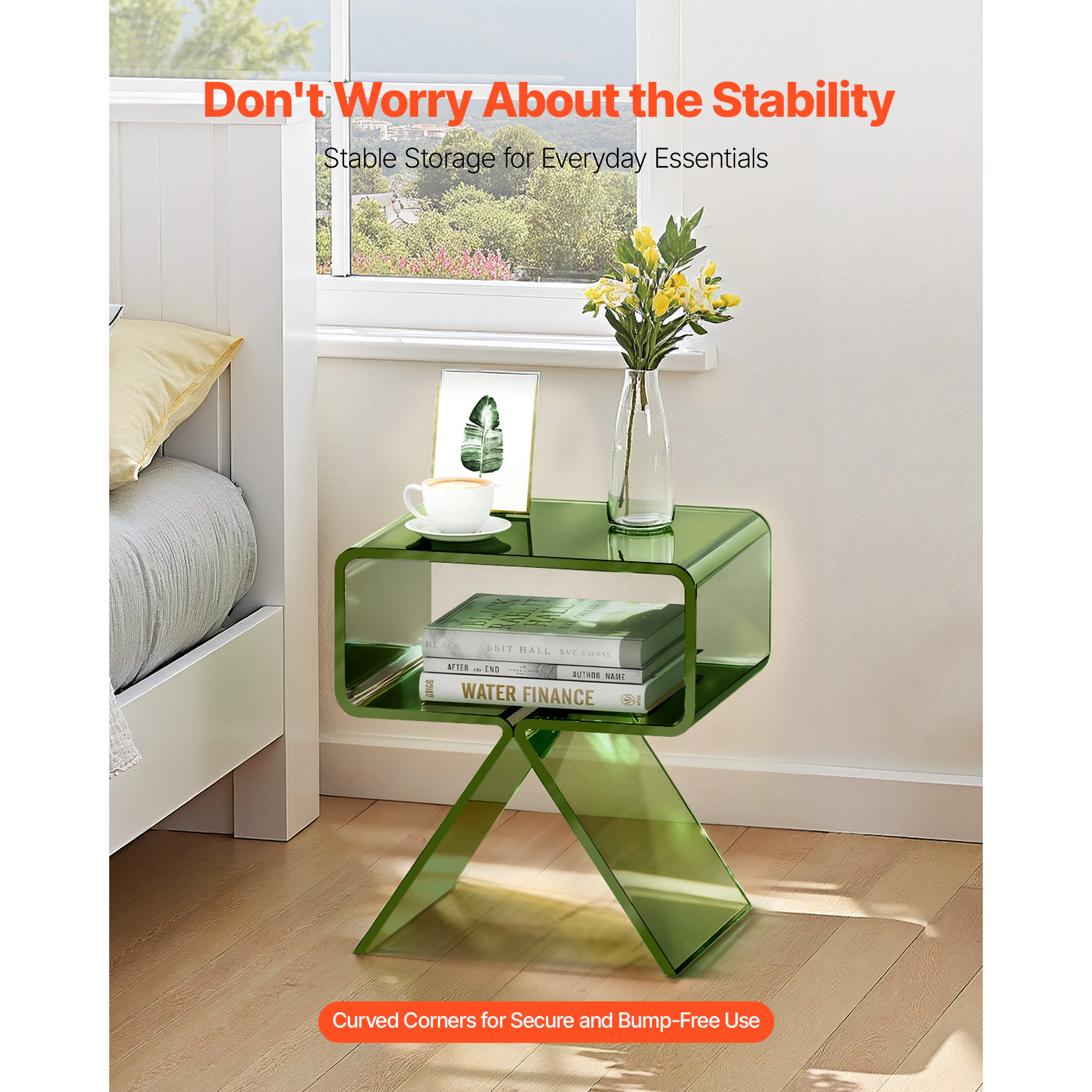 HONGGE Clear Acrylic Side End Table for Modern Desk