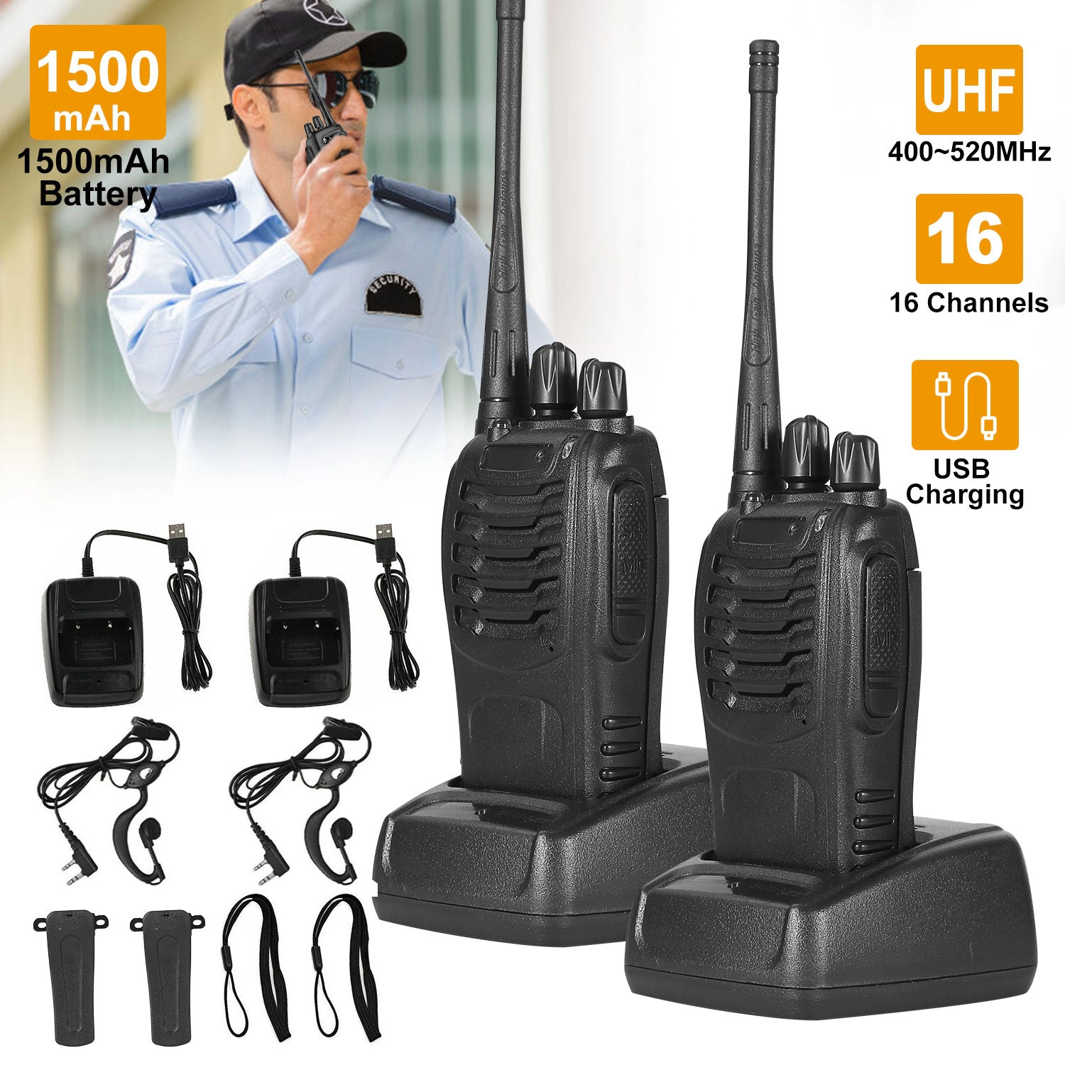 GBruno 2-Pack UHF Walkie Talkies