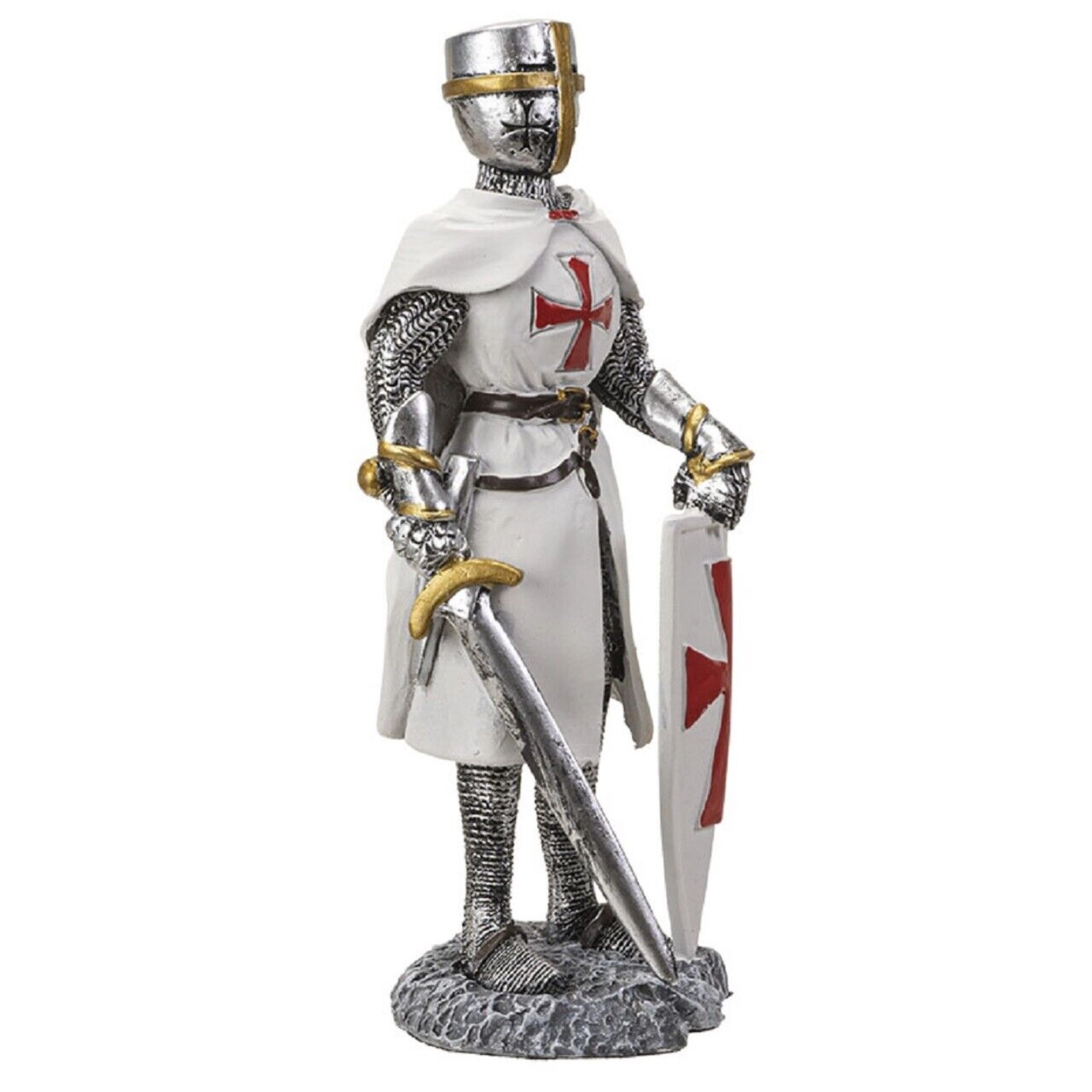 Pacific Giftware Crusader Knight with Shield Figurine 8 Inch Multicolor