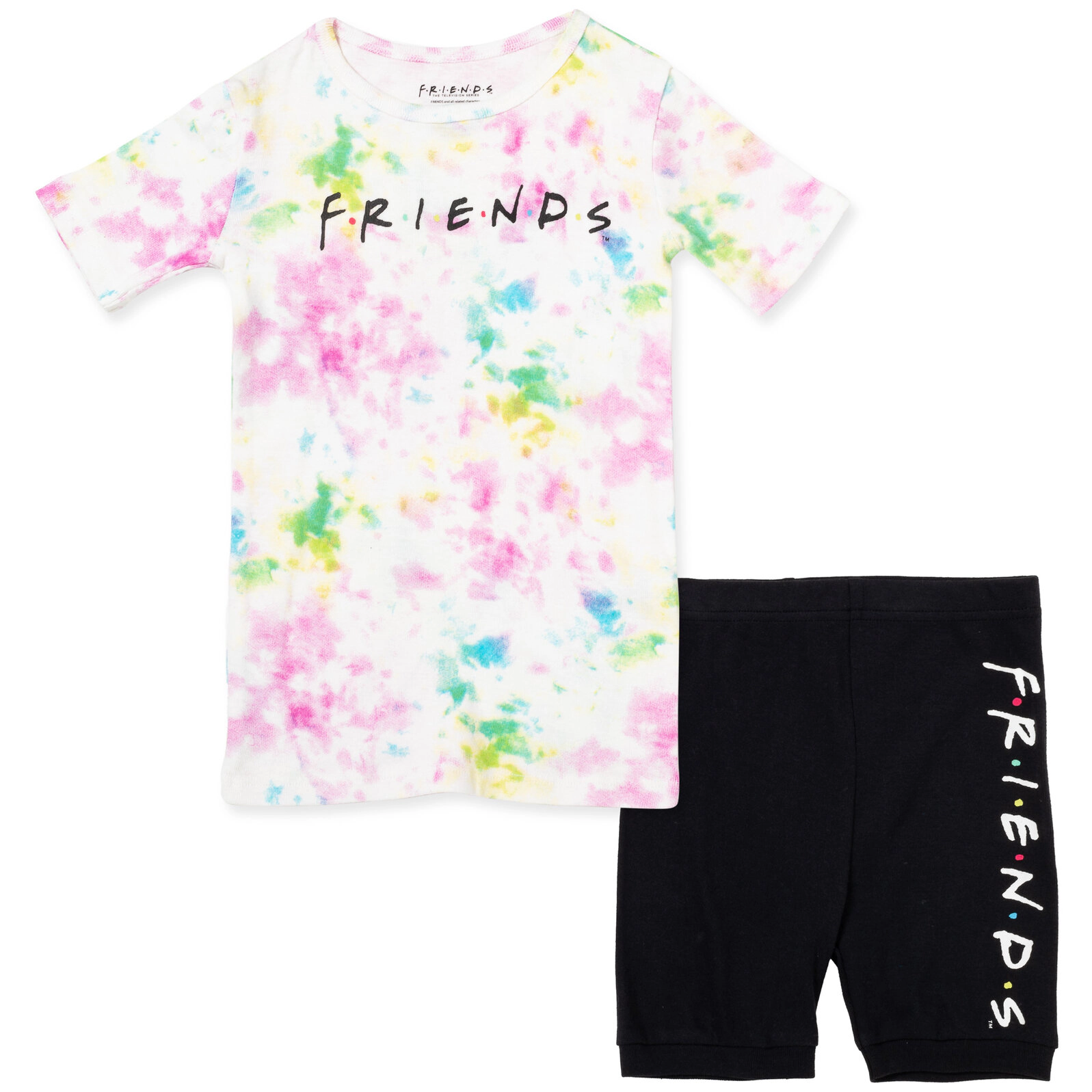 Friends Girls' 2-Piece Pajama Tee and Bike Shorts Set