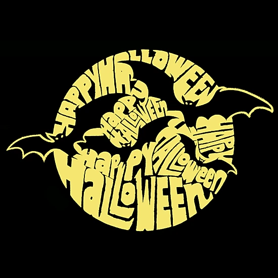 LA Pop Art Women's Plus Size Word Art T-Shirt - Halloween Bats