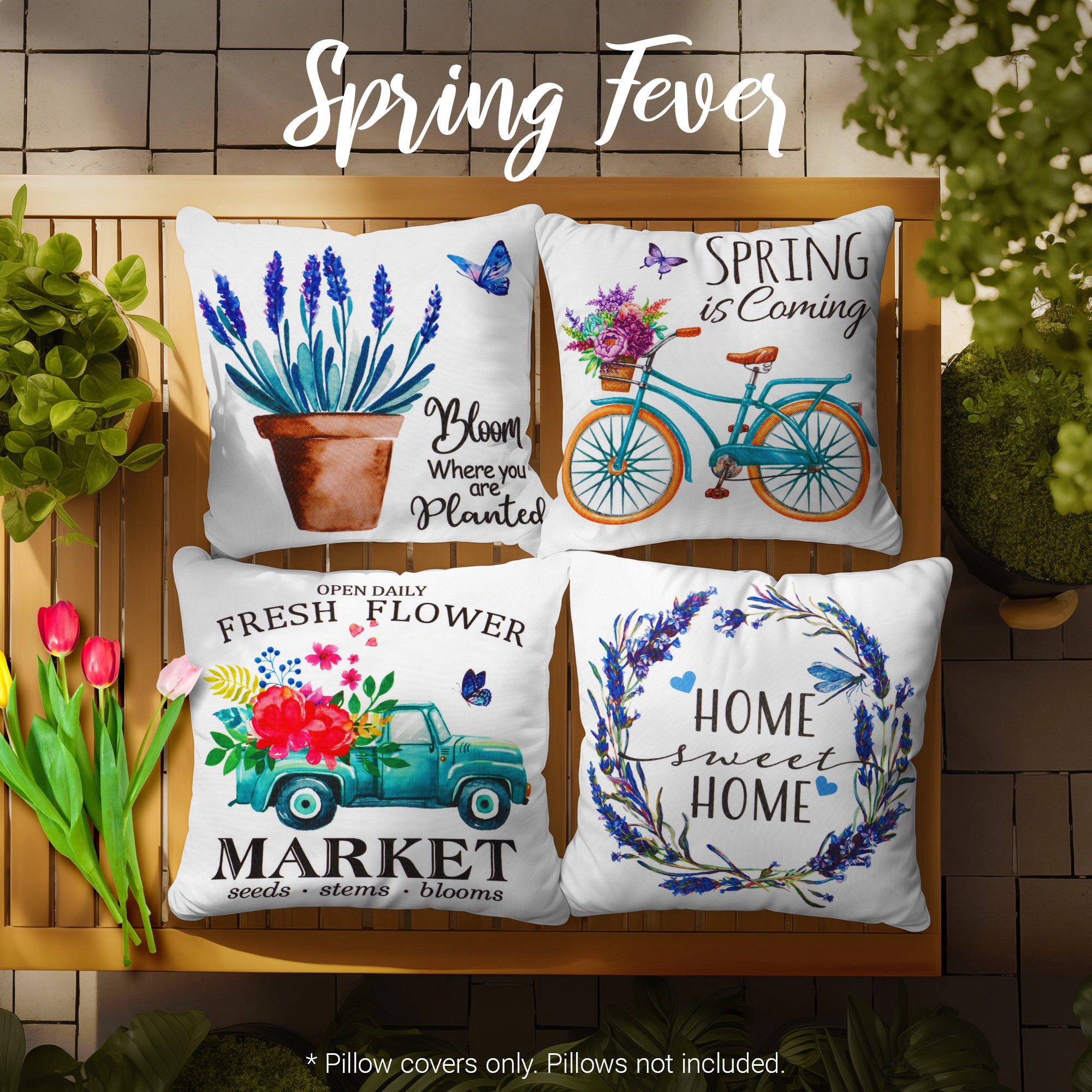 G128 Farmhouse Floral Decorative Throw Pillow Covers