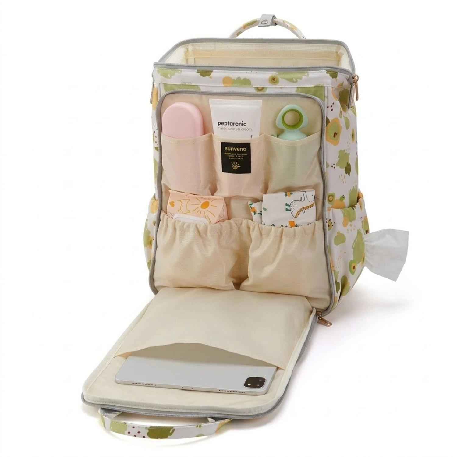 SUNVENO Wide-Open Frame Diaper Bag Backpack