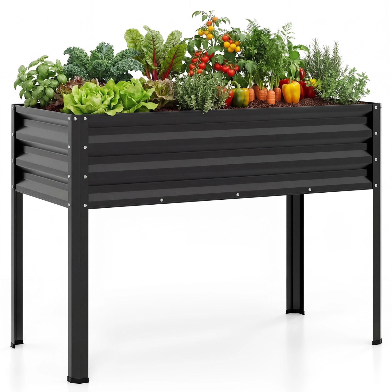 LJG Raised Garden Bed with Legs Electro-Coating Metal Large Elevated Planter Box