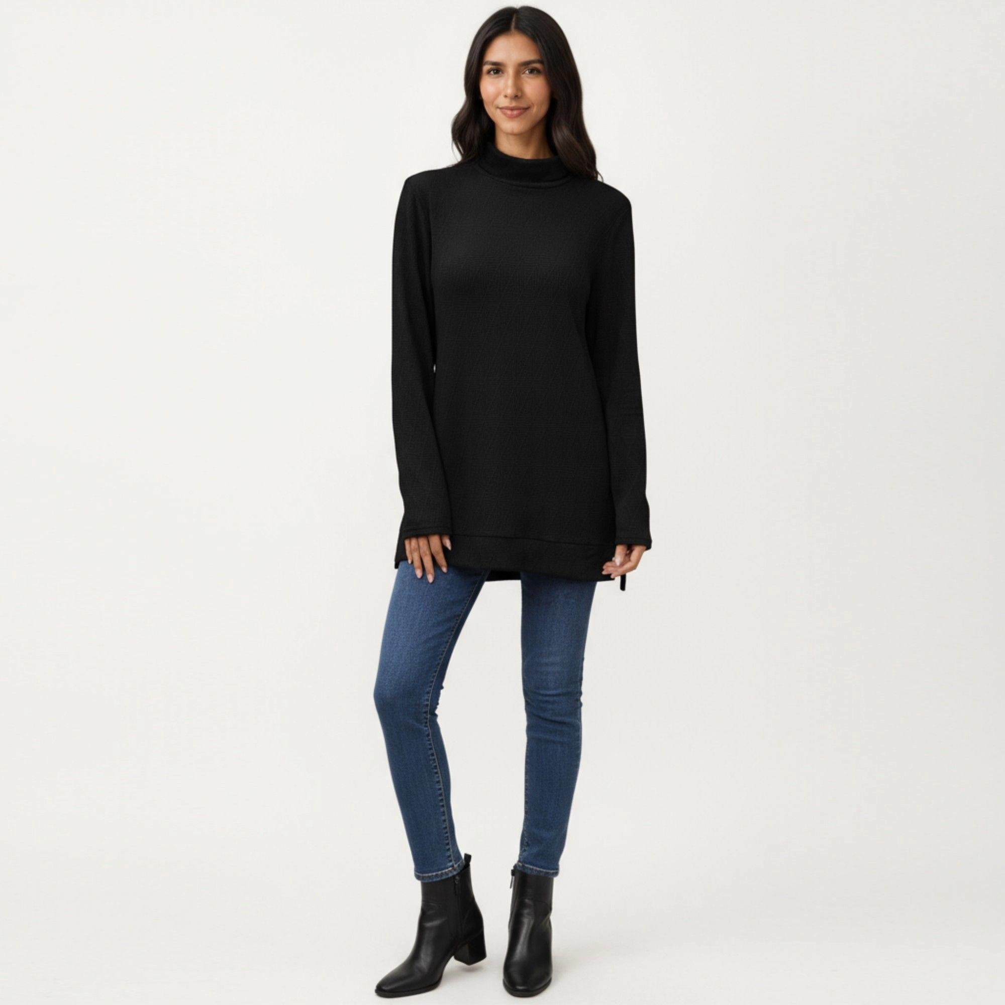Anna-Kaci Women's Textured Collared Relaxed Fit Long Sleeve Knit Top