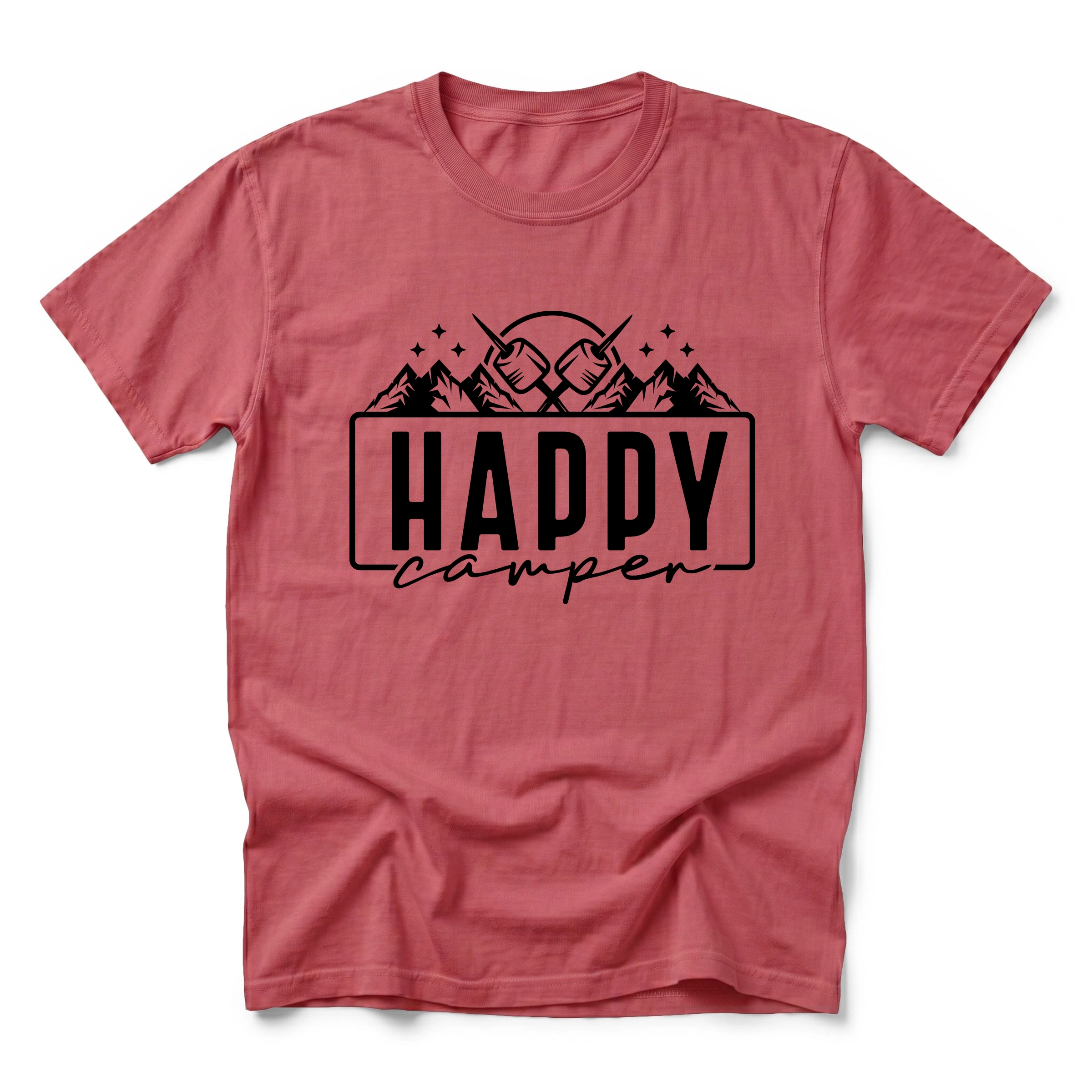 Simply Sage Market - Happy Camper Mountains and Smores Men's Garment Dyed Graphic T-Shirt