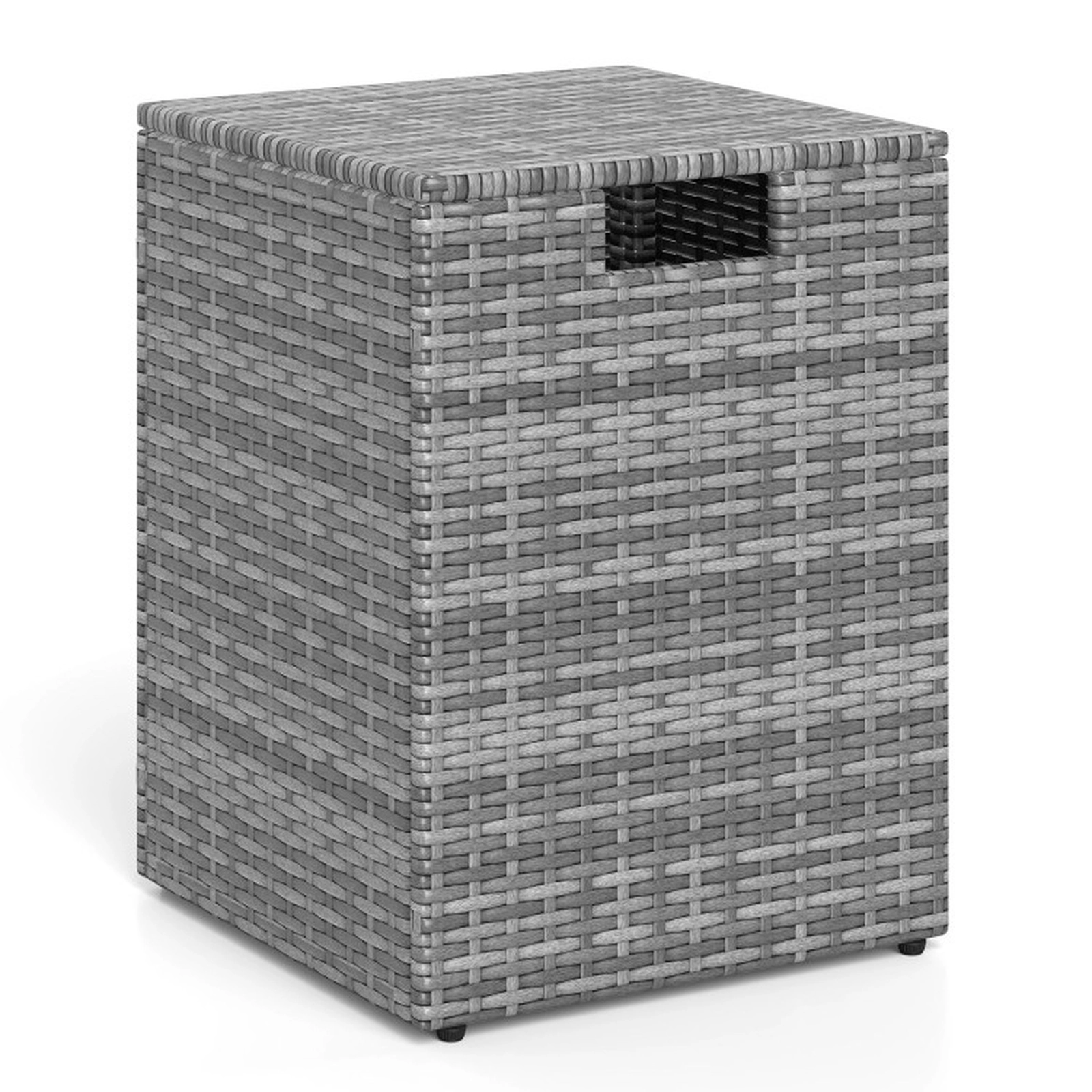SUGIFT Gray PE Rattan Propane Tank Cover Side Table with Flip Lid 16-in W 16-in D 22.5-in H 80-lb Top Capacity