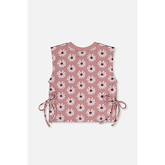 Deux par Deux Girls Jacquard Vest with Printed Flowers