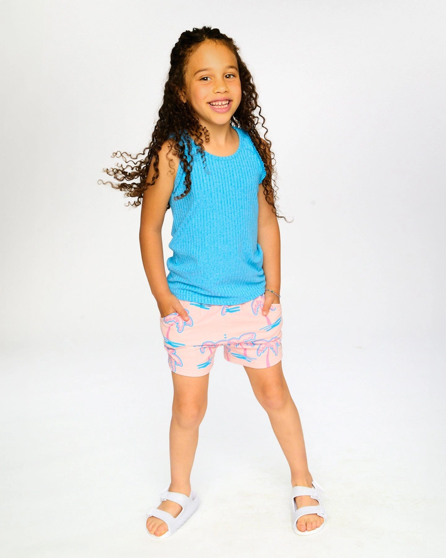 Deux par Girls French Terry Shorts Palm Print