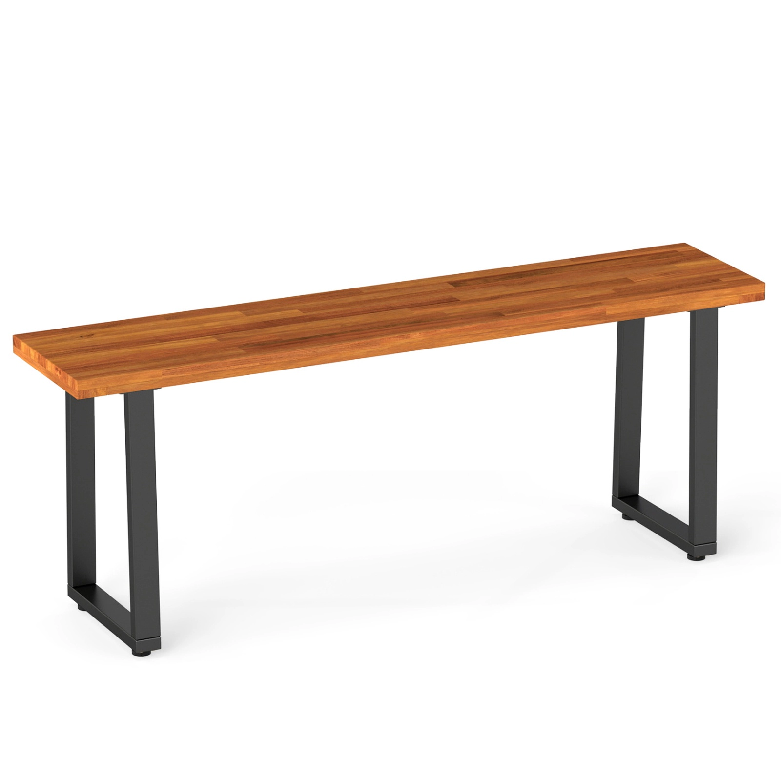 SUGIFT 47-In Backless Acacia Wood Outdoor Bench, 2-Person, Metal Legs, Natural
