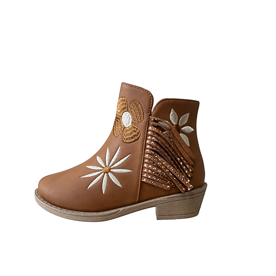 Pixie Bloom Toddler Girls Fringe Embroidered Rhinestone Boots