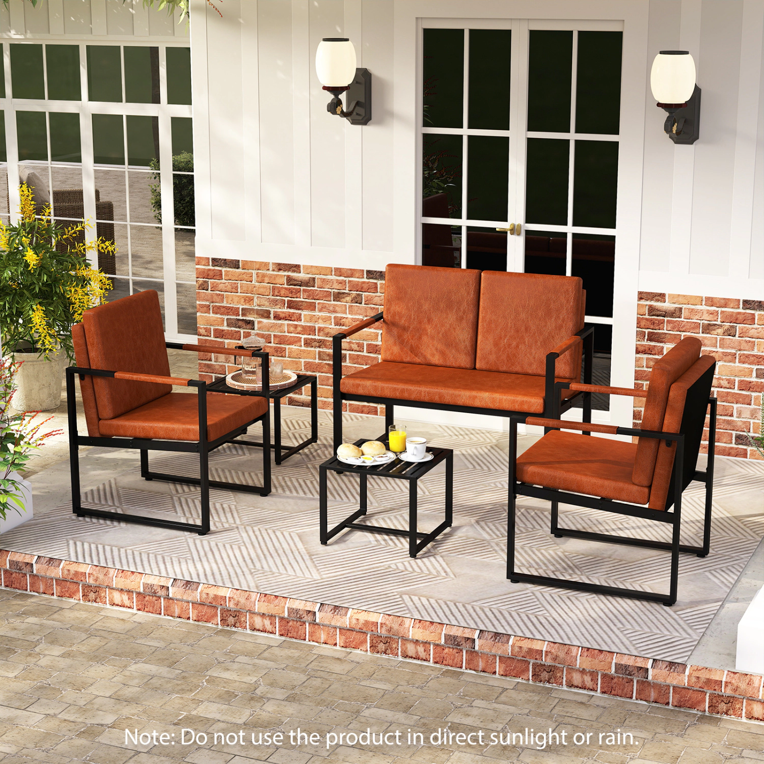 Glintex 2-Piece Metal End Table Set with Slatted Tops and 242-Lb Capacity, Black