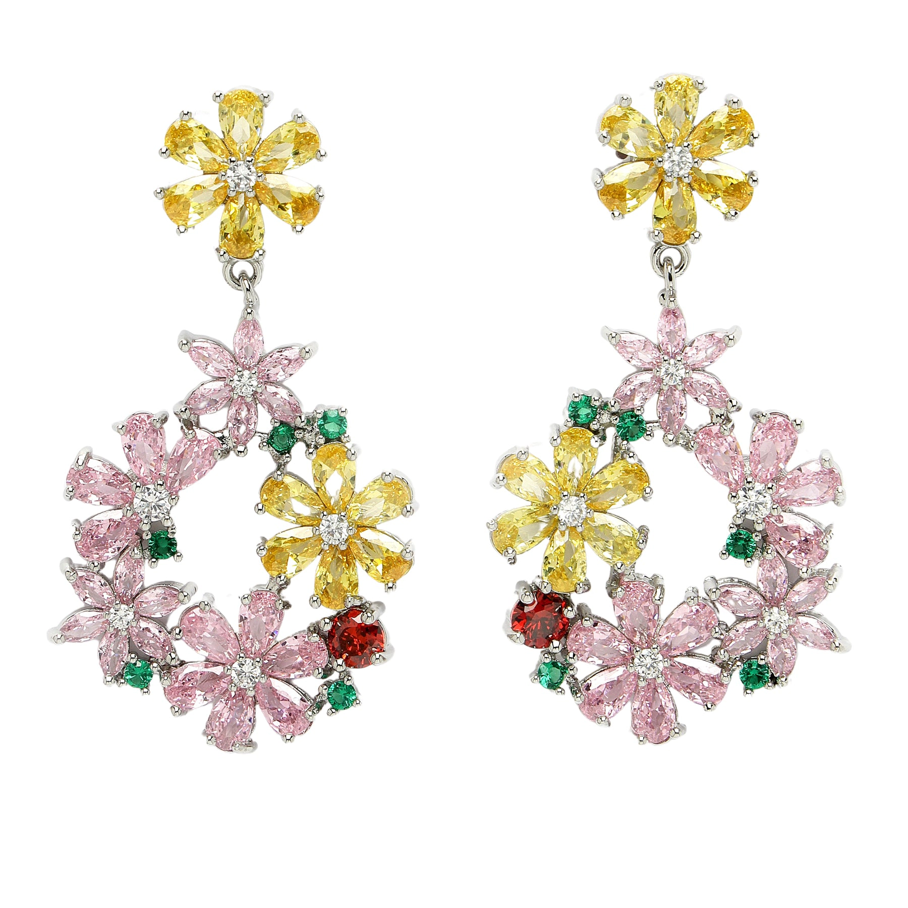 AGP PARIS Womens Diva Collection Dainty Floral Drop Earrings