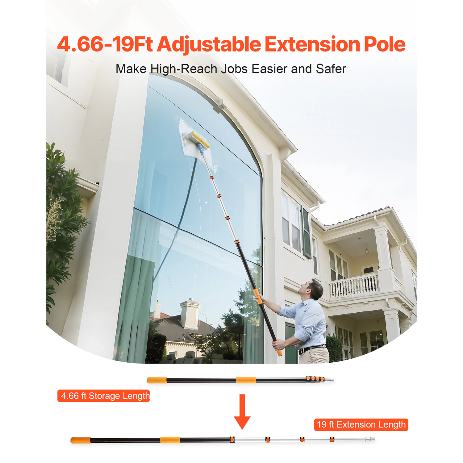 HONGGE Telescopic Extension Pole Multi-Purpose Extendable Sturdy Aluminum Alloy Paint with