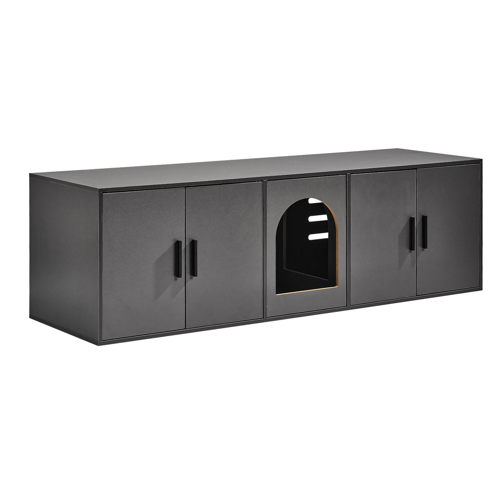 HONGGE Cat Litter Box Enclosure for 2 Cats Litter Box Furniture Hidden with Wooden Cat Box Cabinet Fit Most of Litter