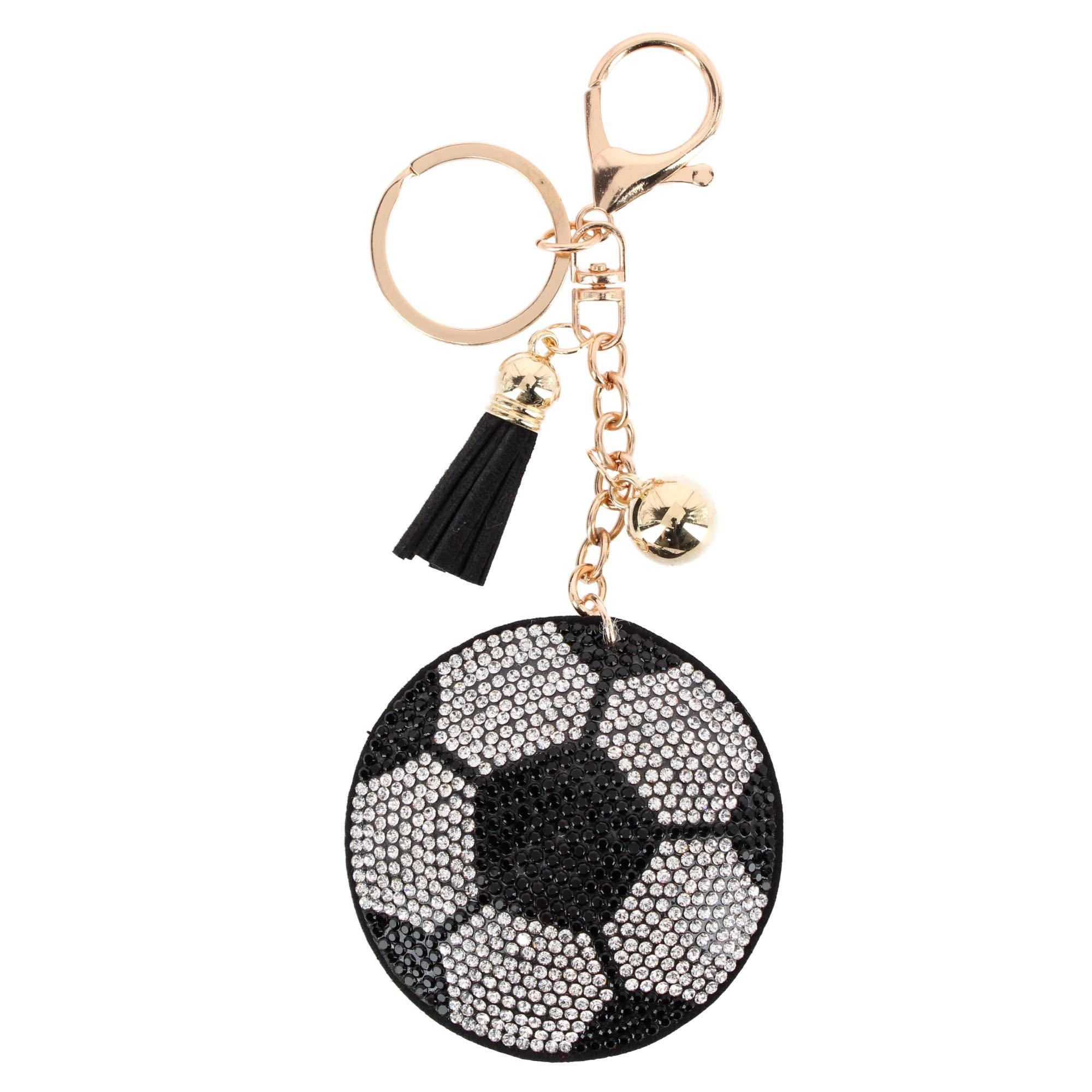 CTM Women's Rhinestone Soccer Mom Bag Charm & Key Chain