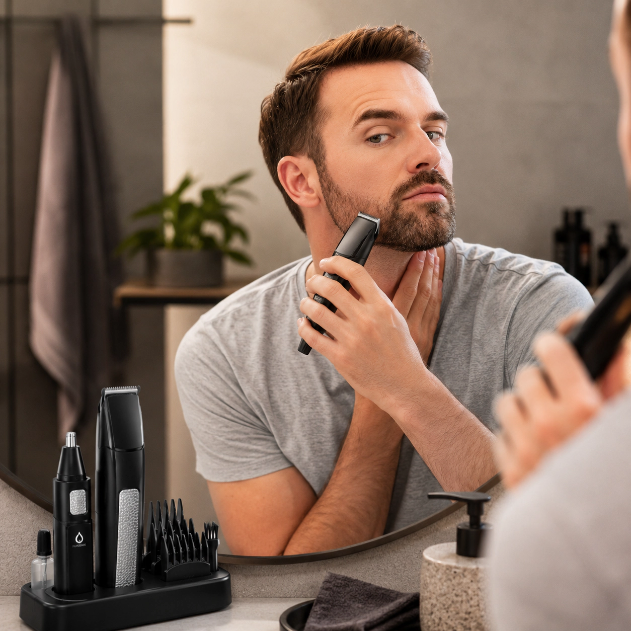 Grooming Essentials Bundle with 10-Piece Trimming Kit & 4-Piece Beard Care Set