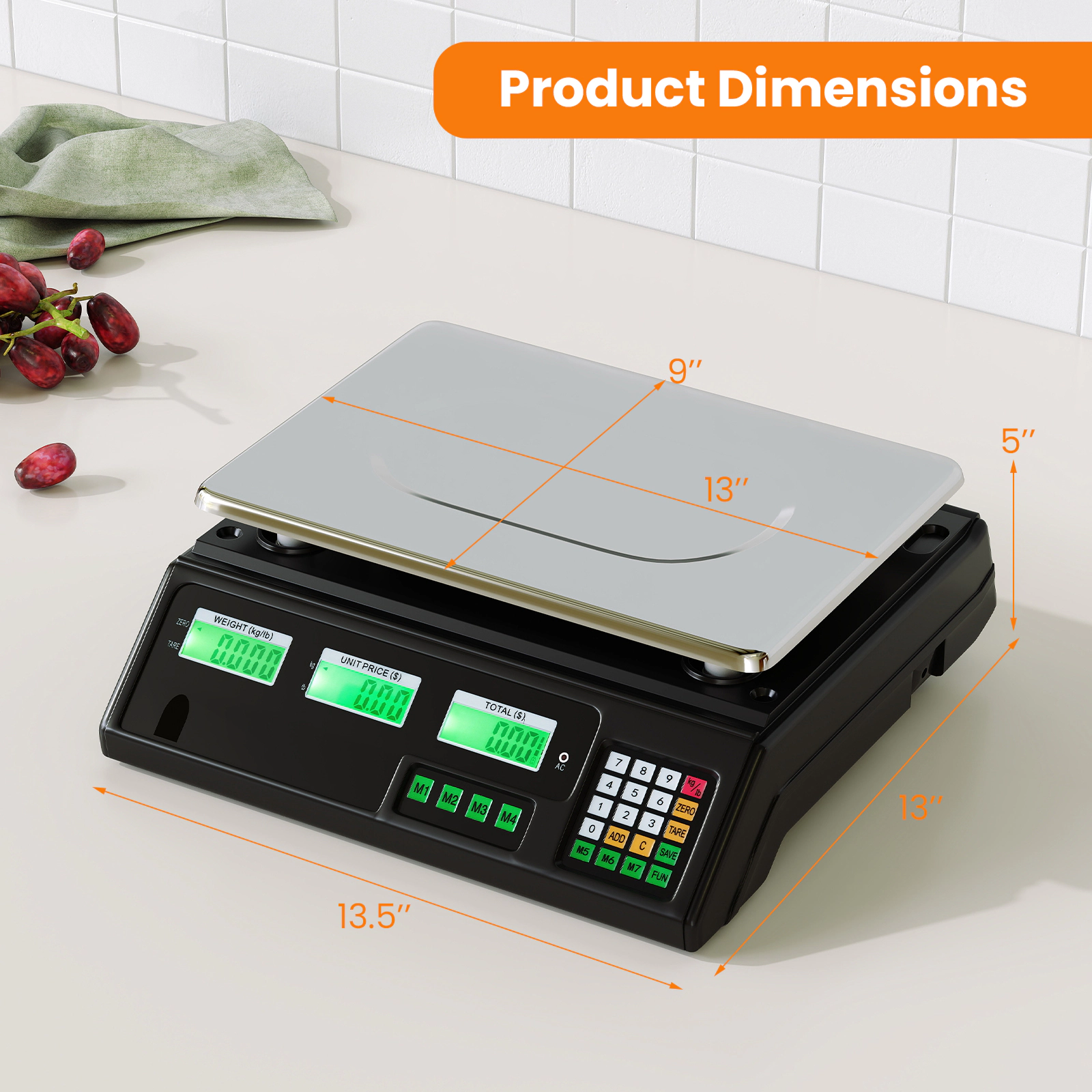 SUGIFT 88 lb Price Computing Scale Black Digital Commercial Food Scale with Counting