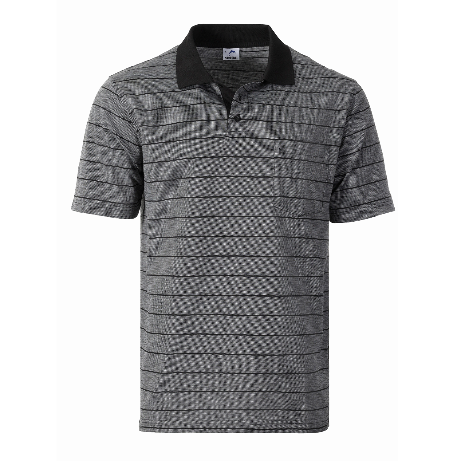 Gioberti Men's Regular Fit Yarn Dye Striped Short Sleeve Polo Shirt With Pocket