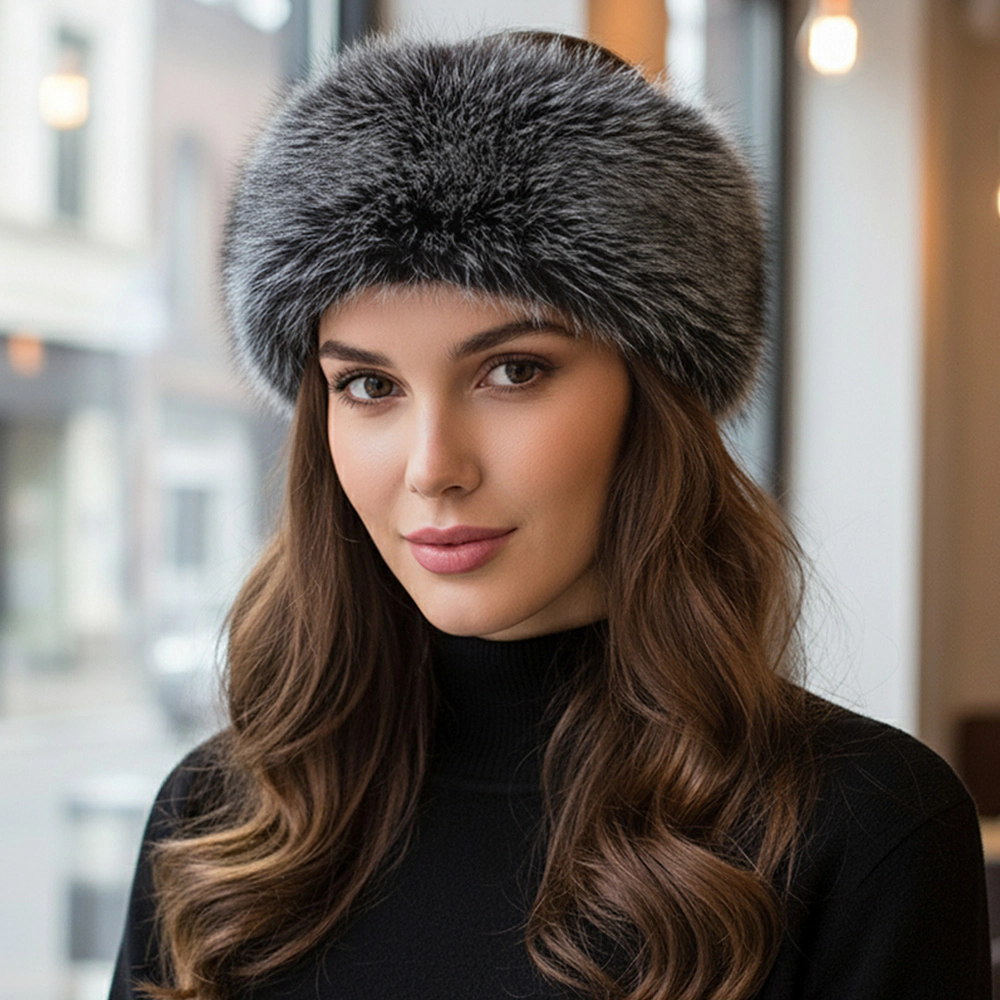 TRUEDAMES Elegant Faux Fur Winter Headband Earmuff Black