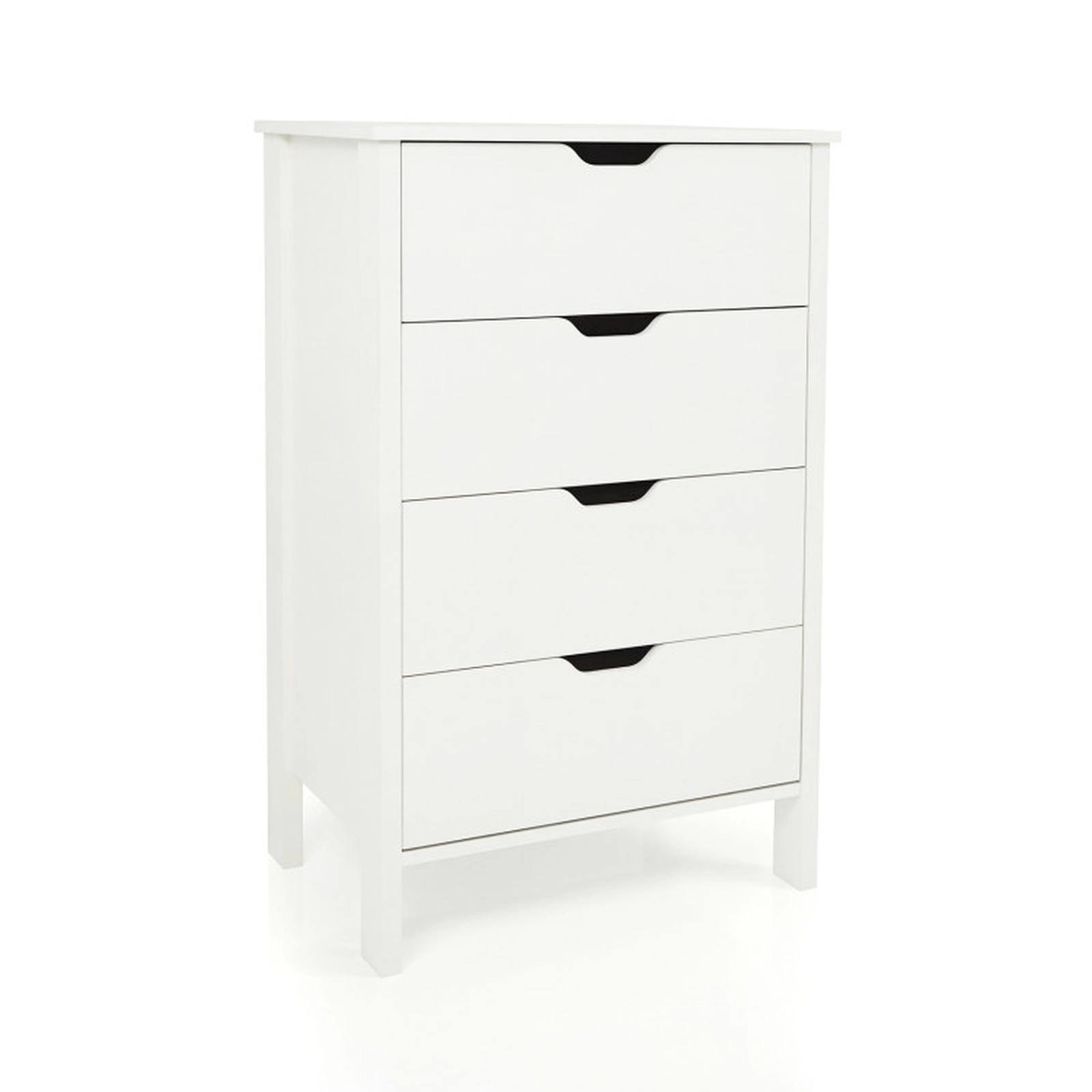 SUGIFT White Anti-Tipping Kits 4-Drawer Wooden Dresser Nightstand