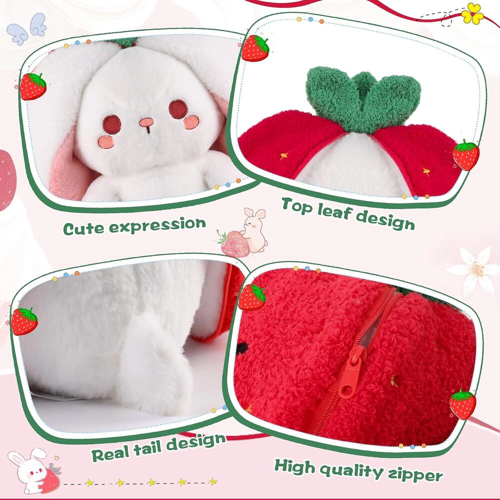 Radiant Essence Unisex Reversible Strawberry Bunny Plush Toy