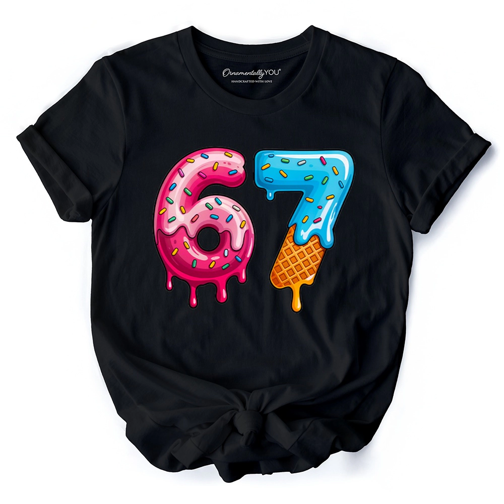 OrnamentallyYou Unisex 67 Ice Cream Drip Six Seven Colorful Sprinkles Meme T-Shirt