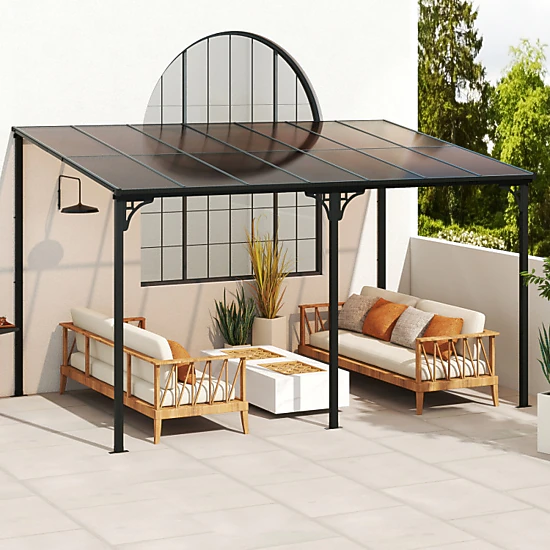 Hivvago Outdoor Wall-Mounted Pergola with Polycarbonate Roof